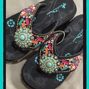 ❤️ Montana West Embellished Jewel Wedge Flip Flops